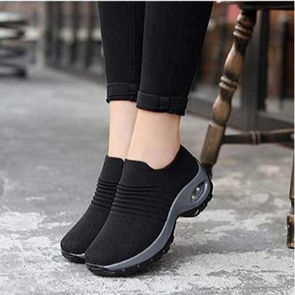 Women's Walking Shoes Sock Sneakers - Mesh Slip On Air Cushion - Picture 3 of 5